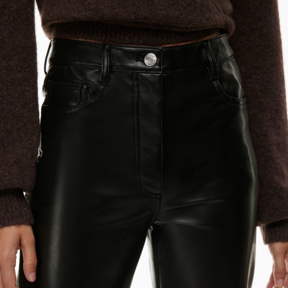 Aritzia Wilfred Melina Leather Cropped Pant Black NEW WITH TAGS